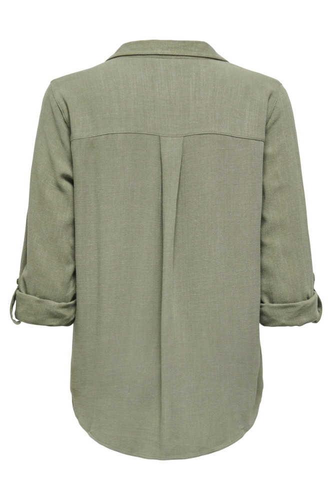ONLYASMIN-SIESTA LS LINEN BL SHIRT 15349102 DEEP LICHEN GREEN